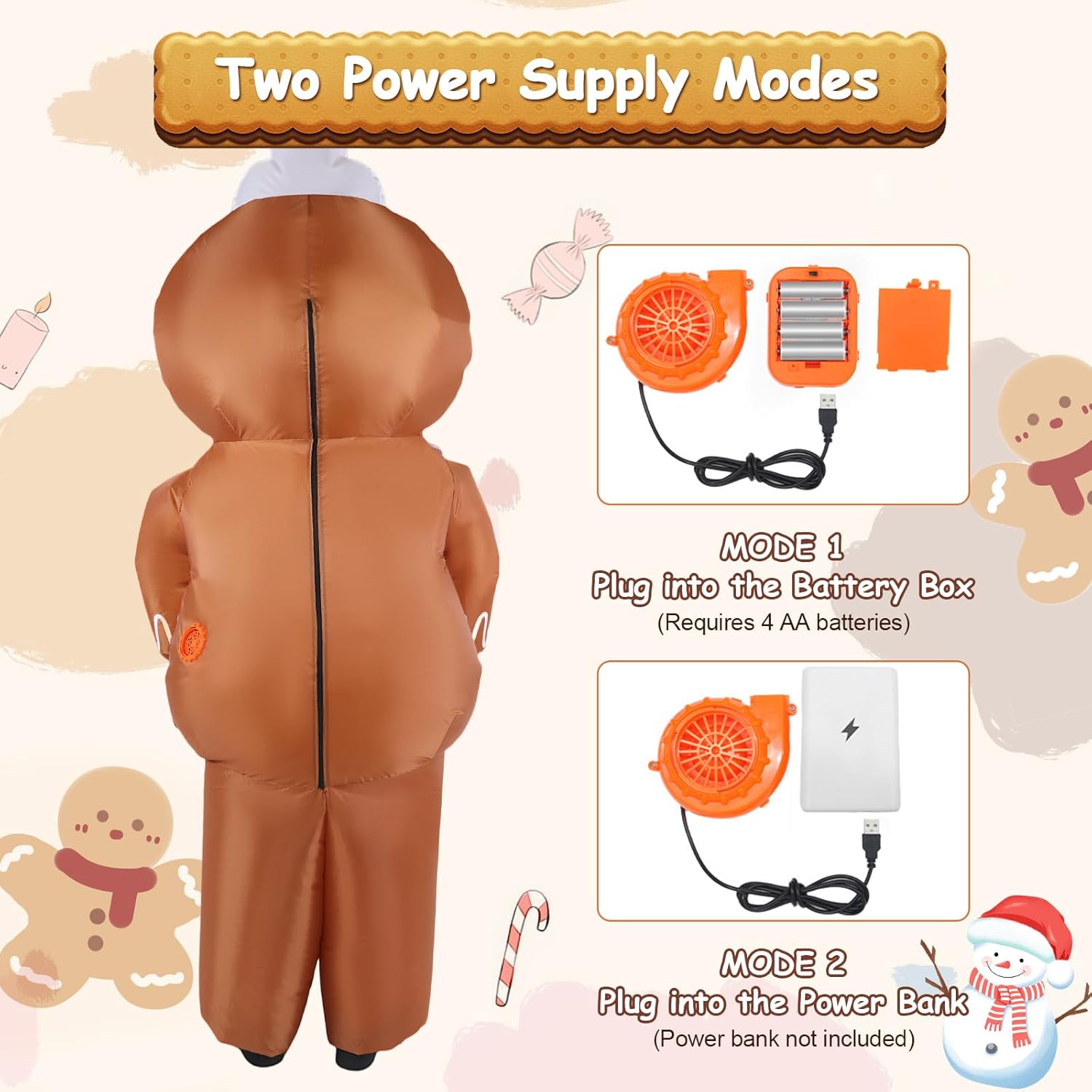 Christmas Inflatable Costume Gingerbread Blow Up Costumes Adults Fancy Dress Xmas Cookie Cosplay Halloween Party - Image 5