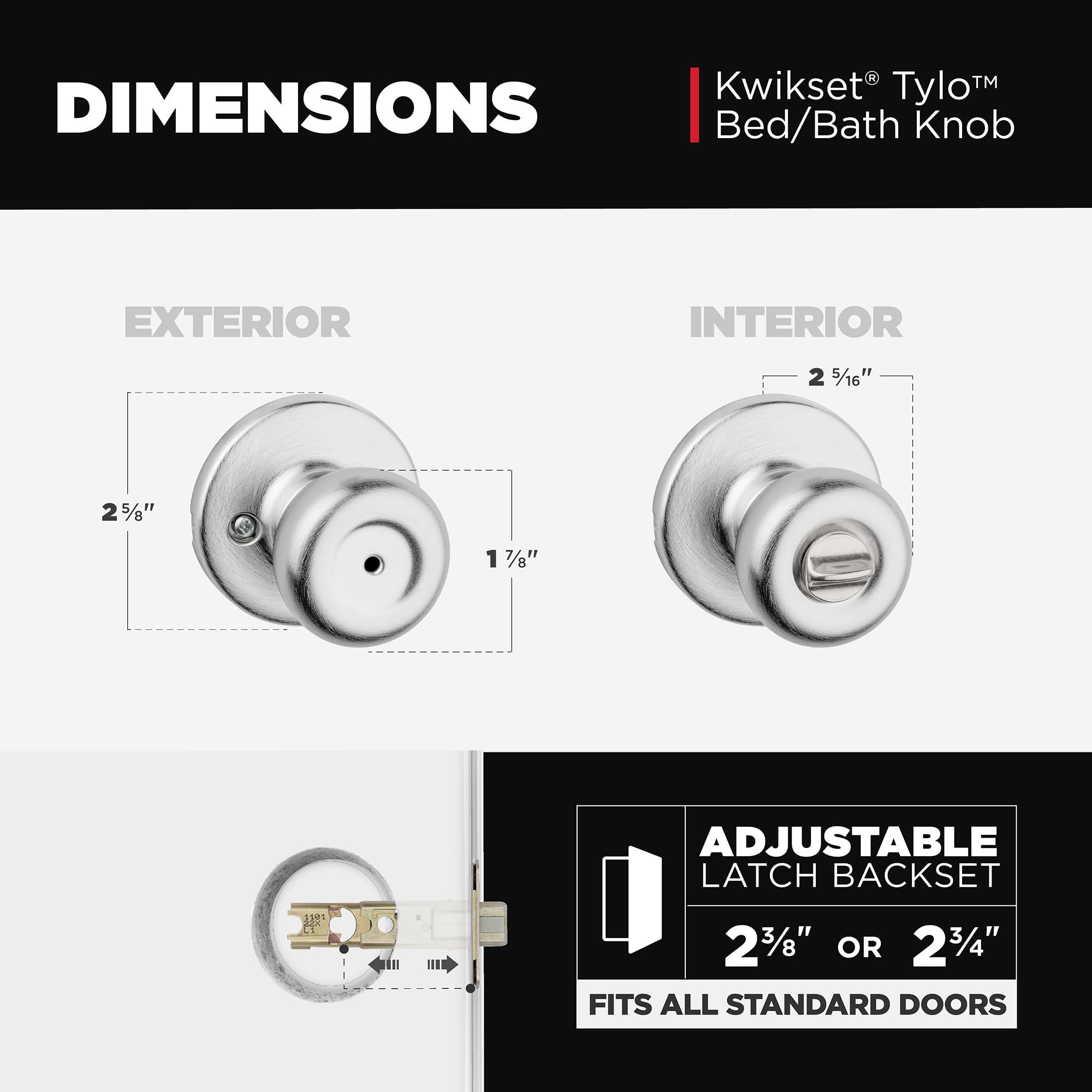 Kwikset Tylo Door Knob - Satin Chrome -6