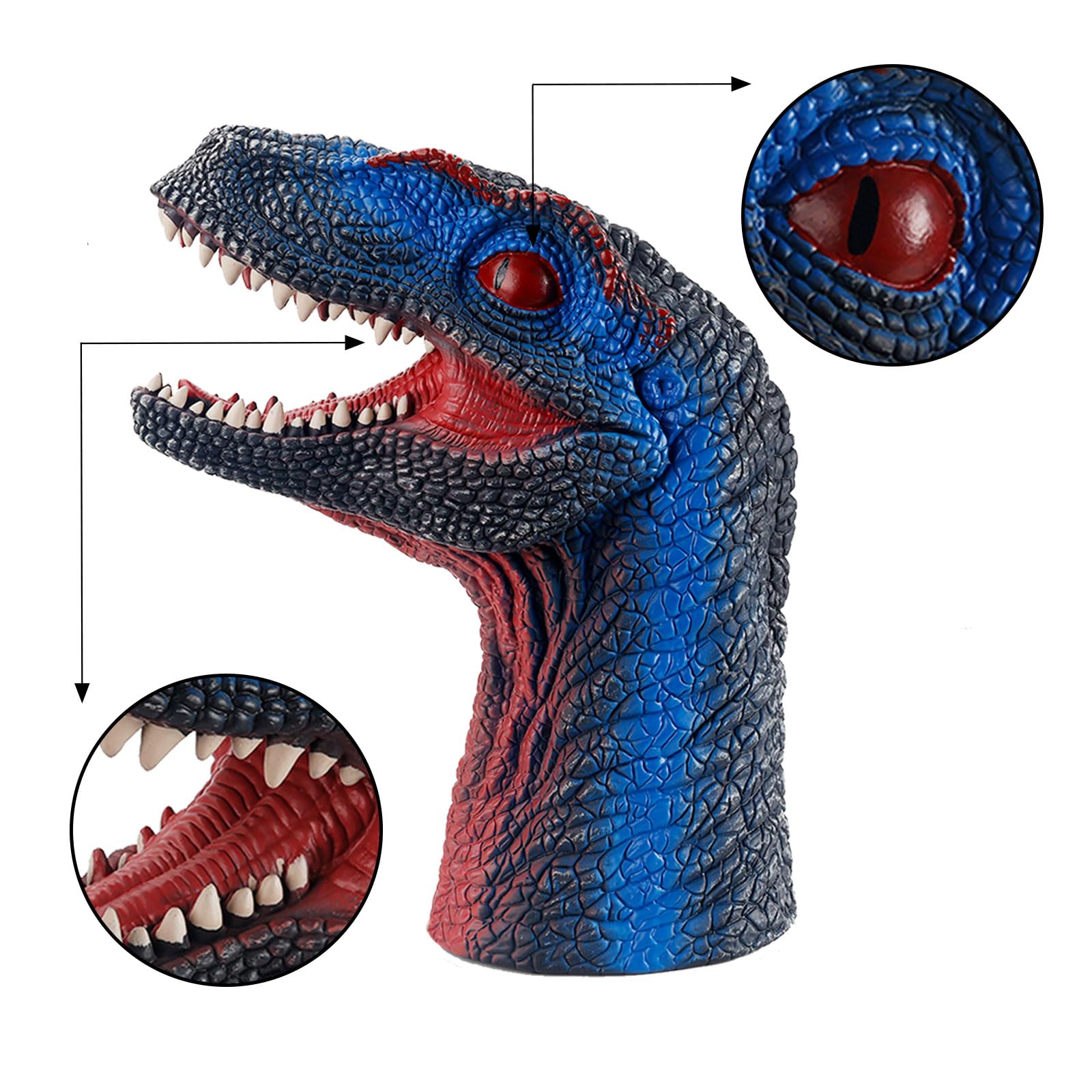 Andux Dinosaur Hand Puppet Realistic Soft Rubber Interactive Role Play Hand Puppet Toys DWST-01 (Velociraptor) - Image 4