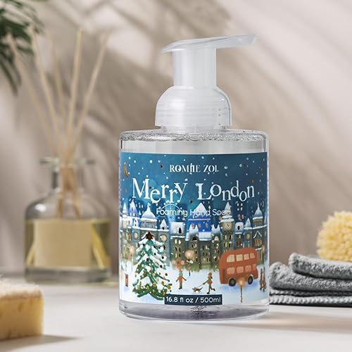 Miniatura 2 de Jabón de manos espumoso navideño con caja de regalo, Merry London, impregnado con aroma a cedro y enebro, 16.9 fl oz 16.8 fl. oz