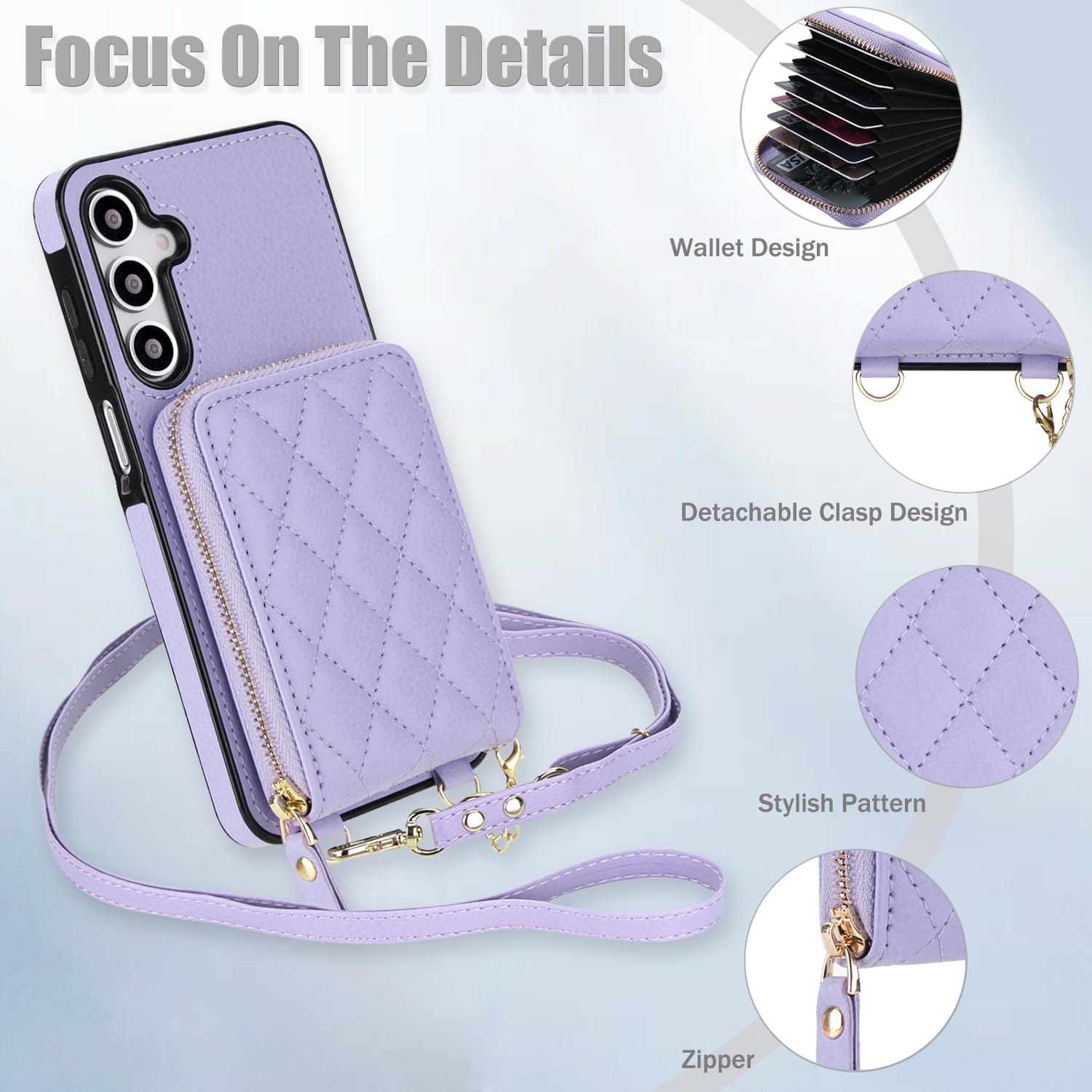 Asuwish Custodia per telefono per Samsung Galaxy A17/A26 5G 2-in-1 Custodia magnetica a portafoglio con pellicola protettiva per lo schermo, tracolla con blocco RFID, porta carte di credito A 17 26