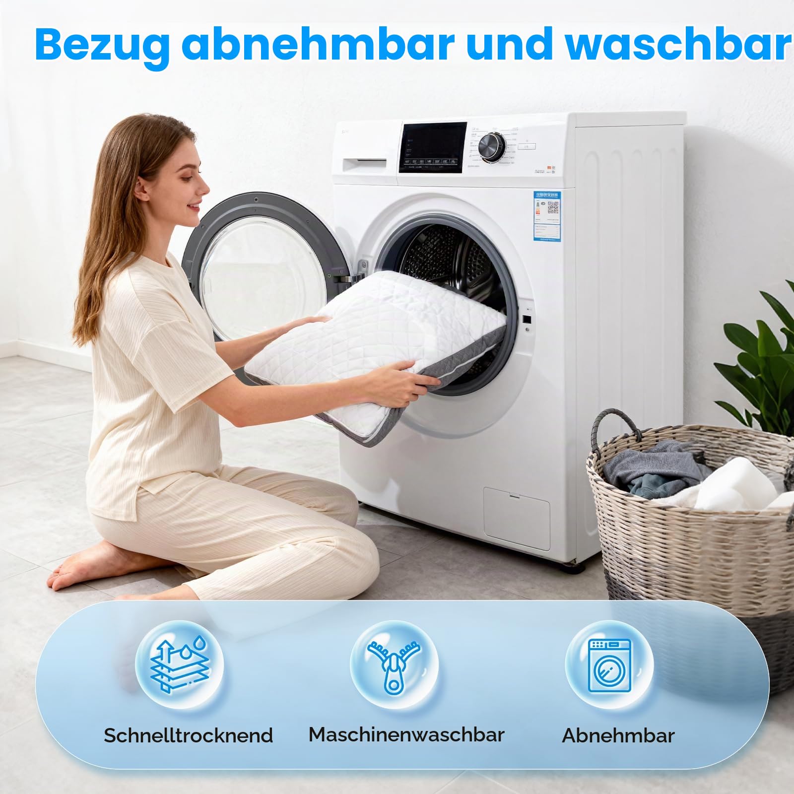 Keilkissen für Bett und Sofa, L50xB50xH26 Doppelte Lesekissen mit Waschbarem Bezug, Memory Schaum, bei Schnarchen und für mehr Komfort im Nacken- und Rückenbereich