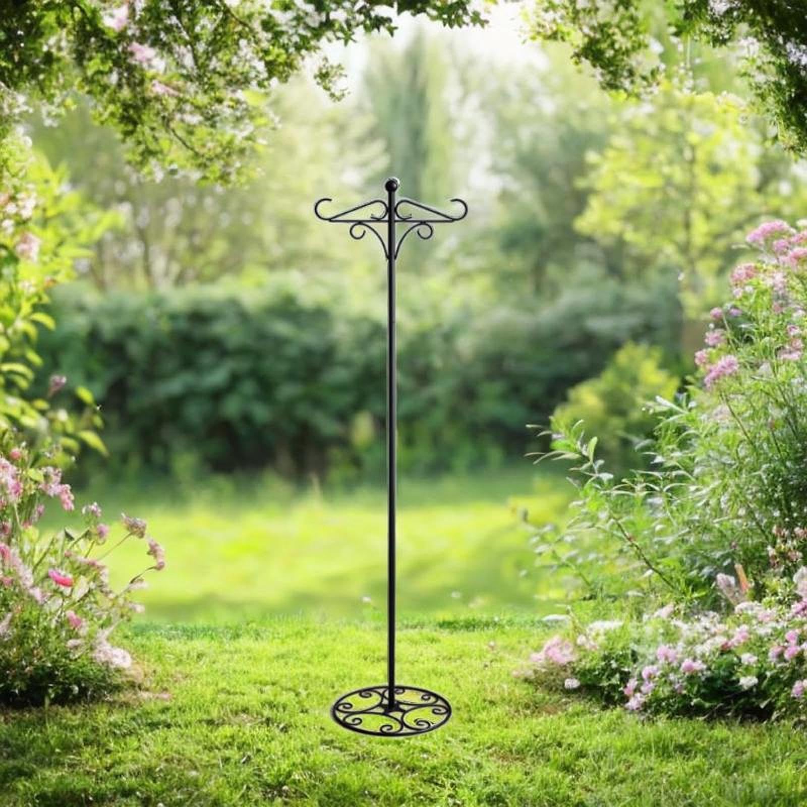 Jiuvaso Supporto per Gancio da Pastore, Supporto per palo da Giardino, Base Rotonda, Gancio da Giardino, da Pavimento per mangiatoia per Uccelli sospesa