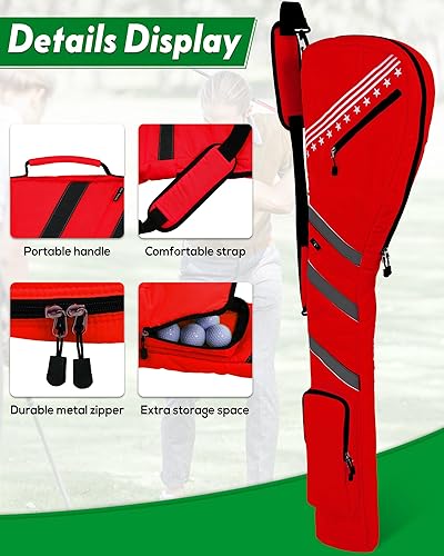 Miniatura 4 de Big Teeth Bolsa de golf domingo, pequeña bolsa de golf ligera, bolsa de golf Par 3 para unos pocos clubes, práctica con correa de transporte,