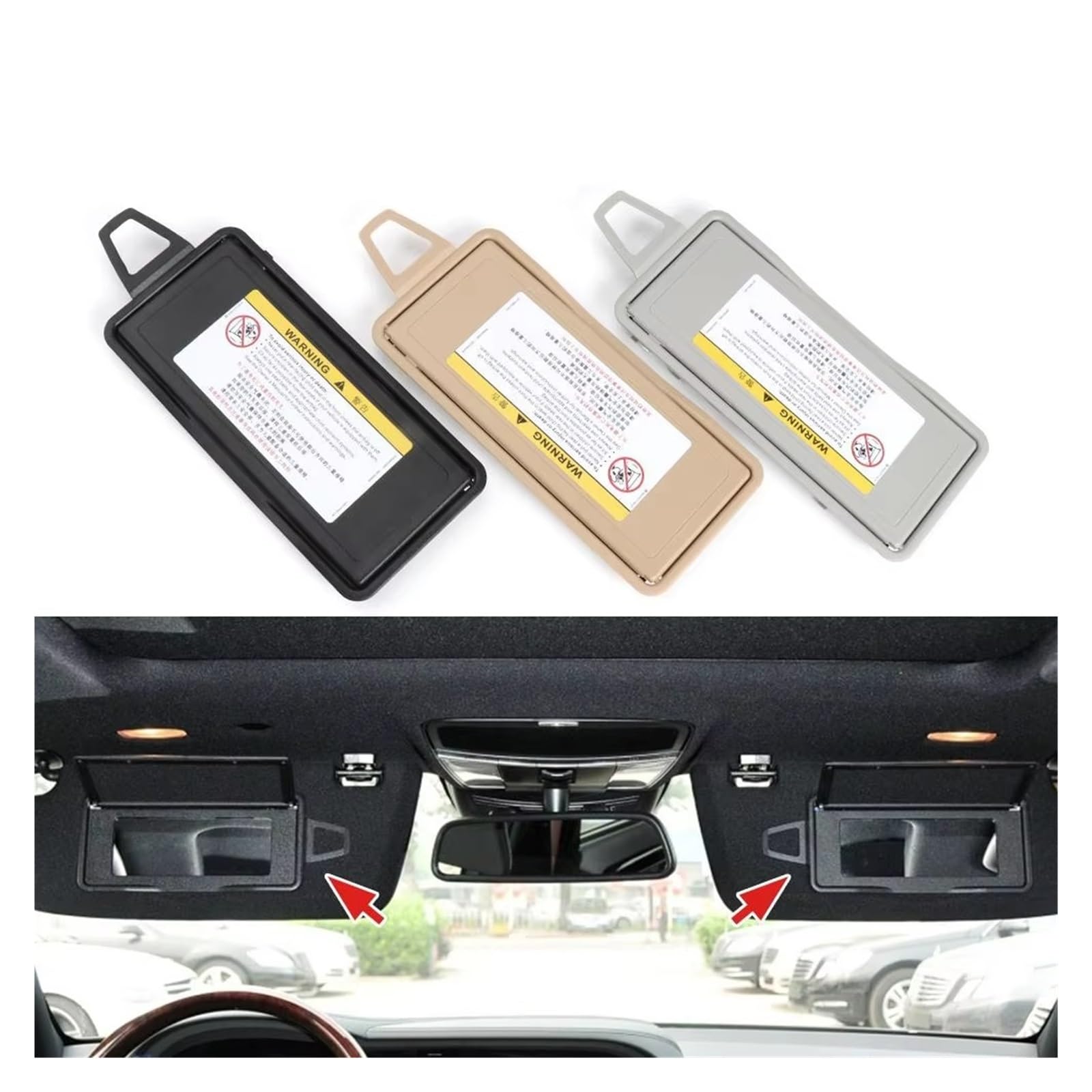 ALETTA PARASOLE Per Benz W220 Classe S Parasole Interno | A2208100110 ABS + PEZZO Specchi per trucco Copertura per auto Visiera parasole Cornice per specchio(Beige Right)