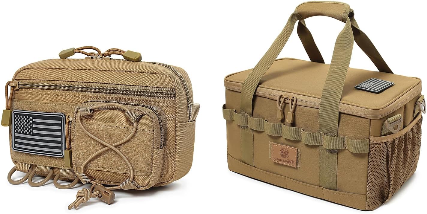 Tactical Molle Horizontal Admin Pouch and 18L Camping Storage Bag