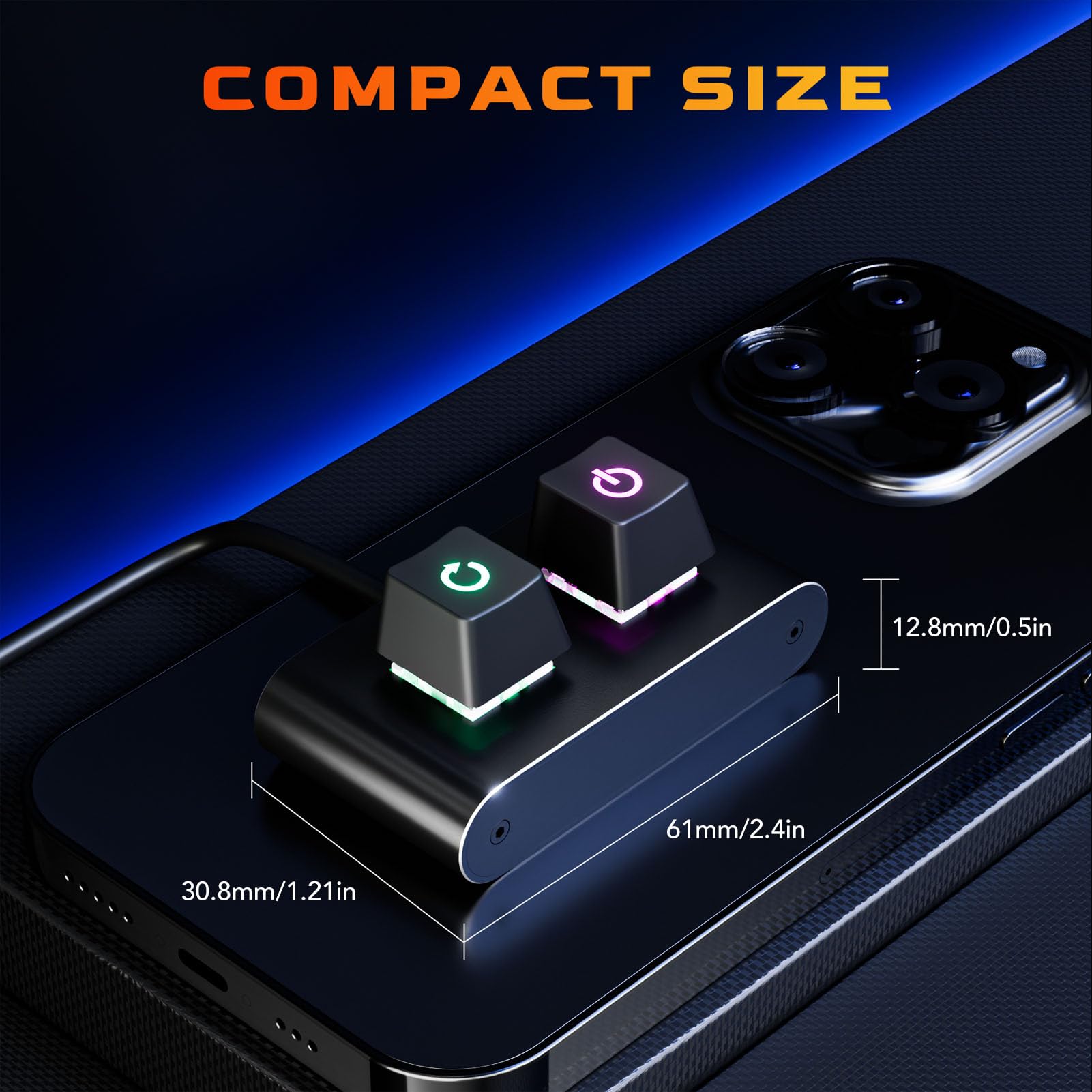 Tosuny PC Power Button with 2M Cable, External Power Reset Switch for Desktop Computer Motherboard, Mechanical Key Switch, RGB Light, Easy Installation for Custom PC Case — view 3