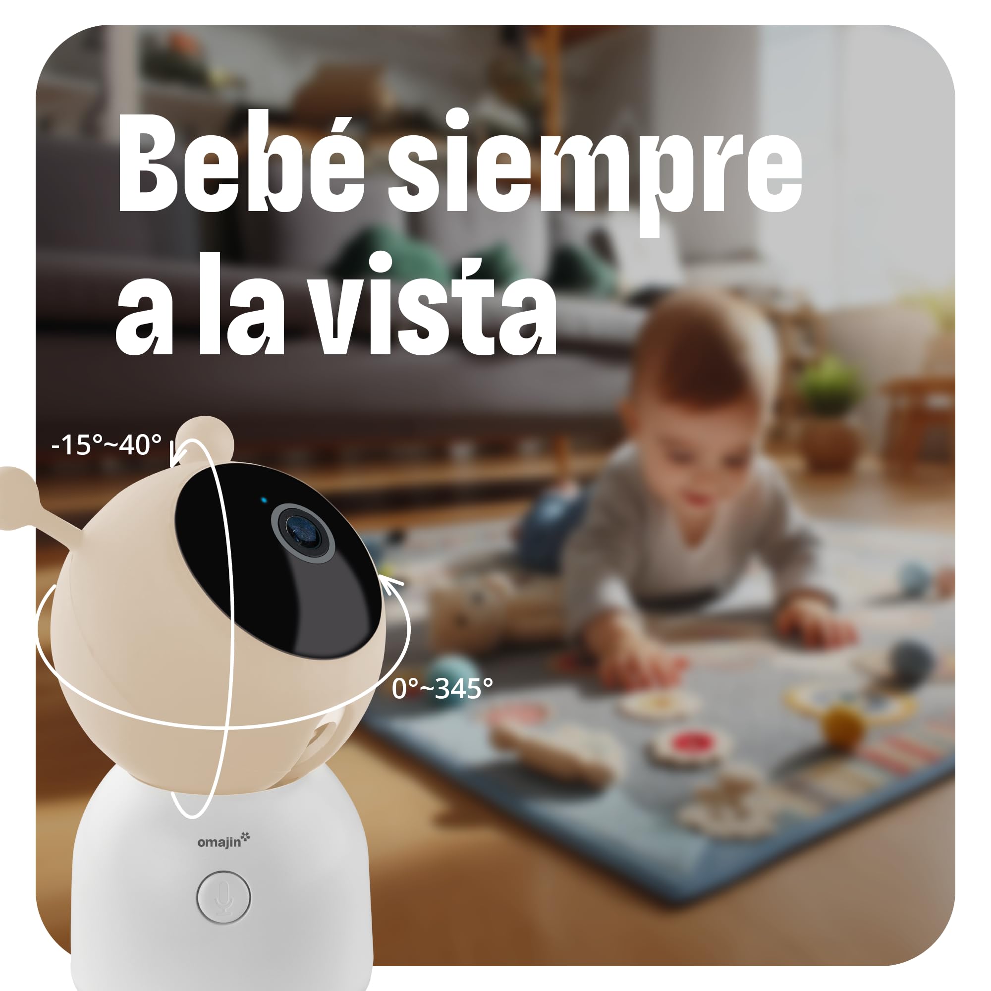 OMAJIN by Netatmo, Cámara Vigilabebés Inteligente 2K HD, Visión Nocturna, Alerta llantos, Audio bidireccional, Canciones, Ruido Blanco, luz, Medidor Humedad/Temperatura, SD/Cloud, App Control, OBC-01