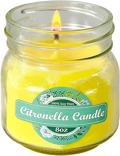 Miniatura 3 de Mason Jar Candles Juego de velas de citronela para interiores y exteriores, velas perfumadas de aceite de citronela de 8 onzas hasta 90 horas, vela
