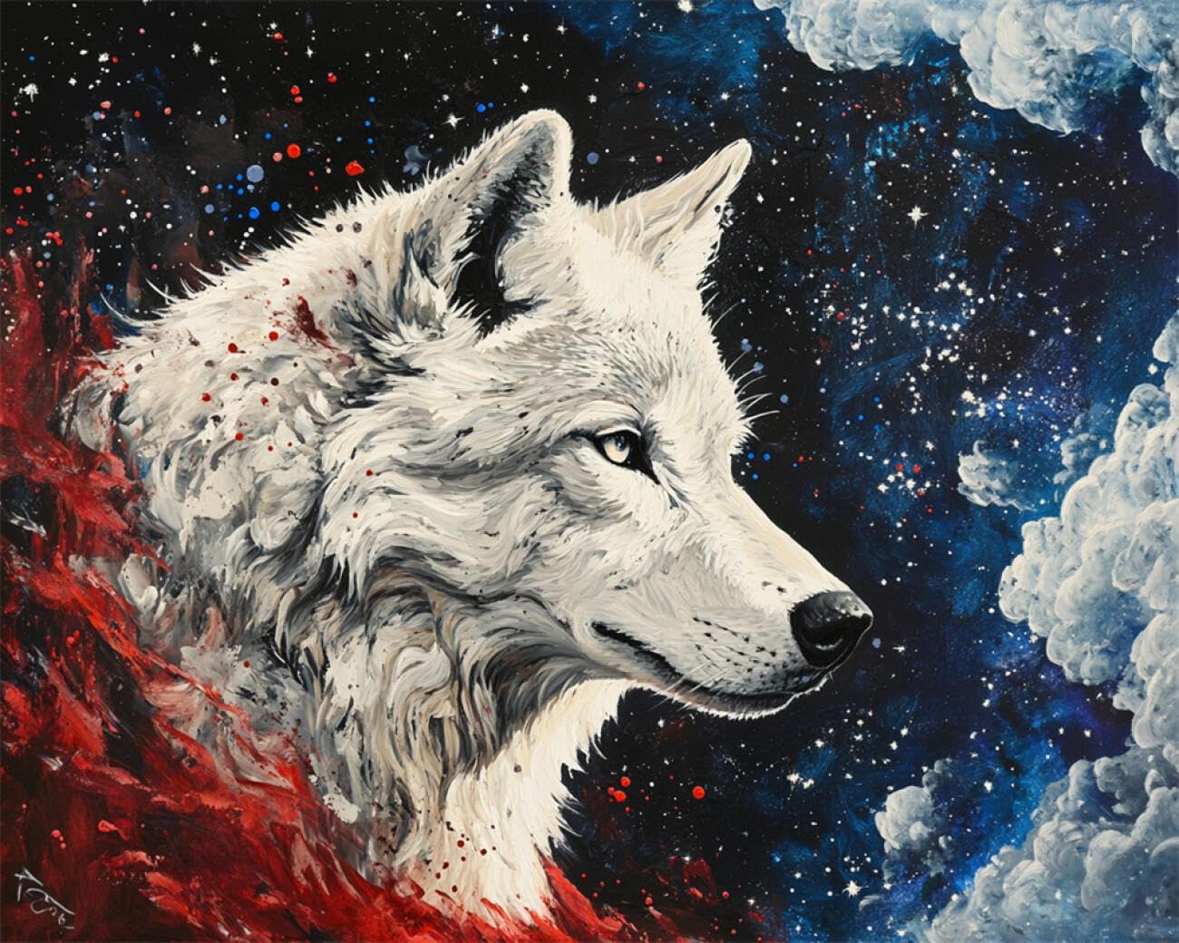 RKFLGEW DIY Embroidery Set Starry Wolf 40x50cm