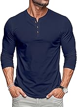 MAGCOMSEN Mens Henley Shirts Long Sleeve Cotton Button Shirts Casual Breathable T Shirts Plain Work Tee Shirts