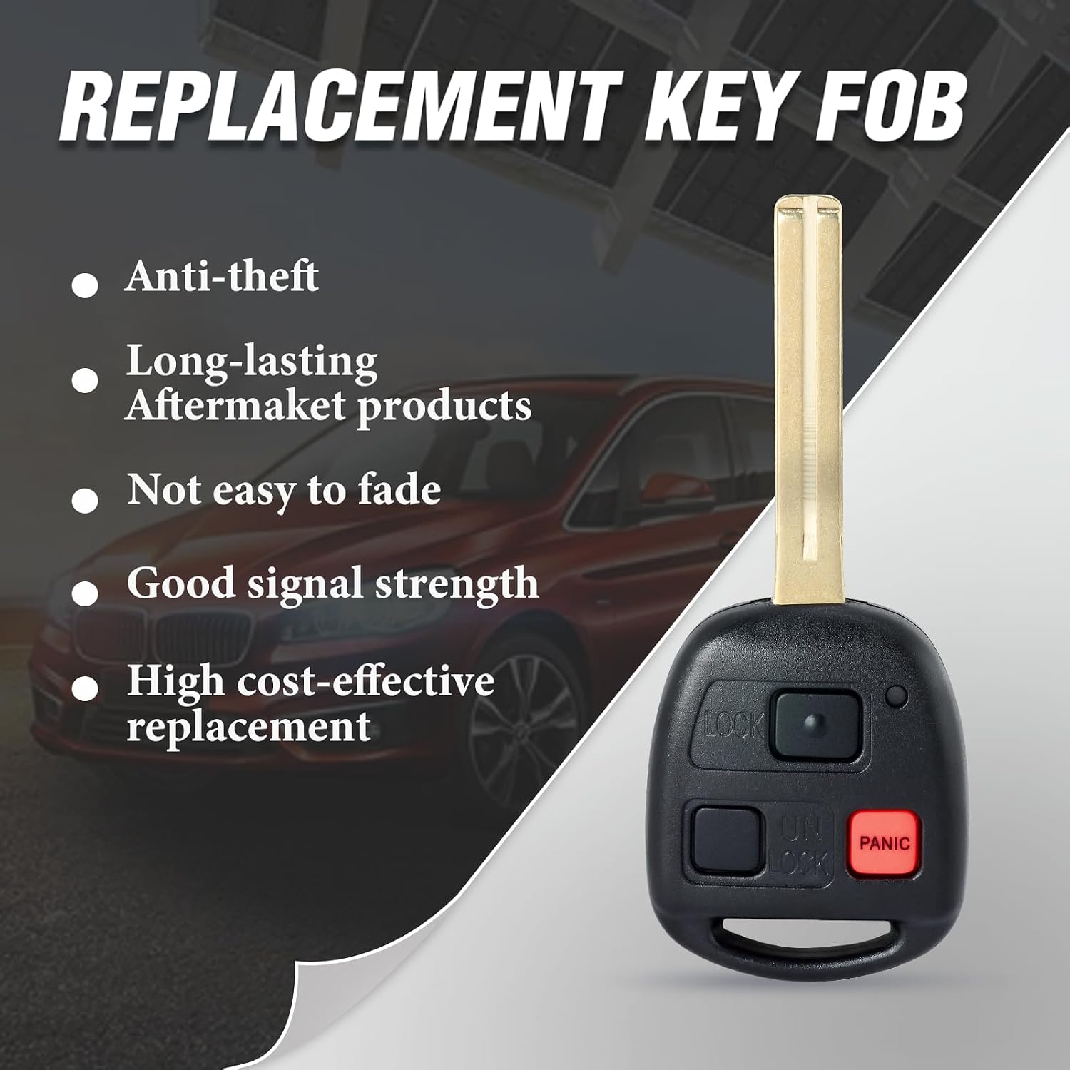 Keymall Keyless Entry Remote Head Key Fob Replacement for Lexus LX470 1998 1999 2000 2001 2002 HYQ1512V 4C Chip TOY48 Long Blade 3 Button 315MHz