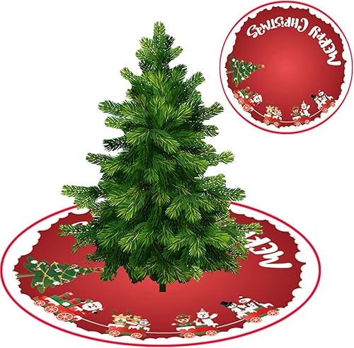 Miniatura 6 de Falda para árbol de Navidad de 36 pulgadas, color rojo y blanco, cubierta de base de árbol de Navidad, decoración para fiesta de Navidad,