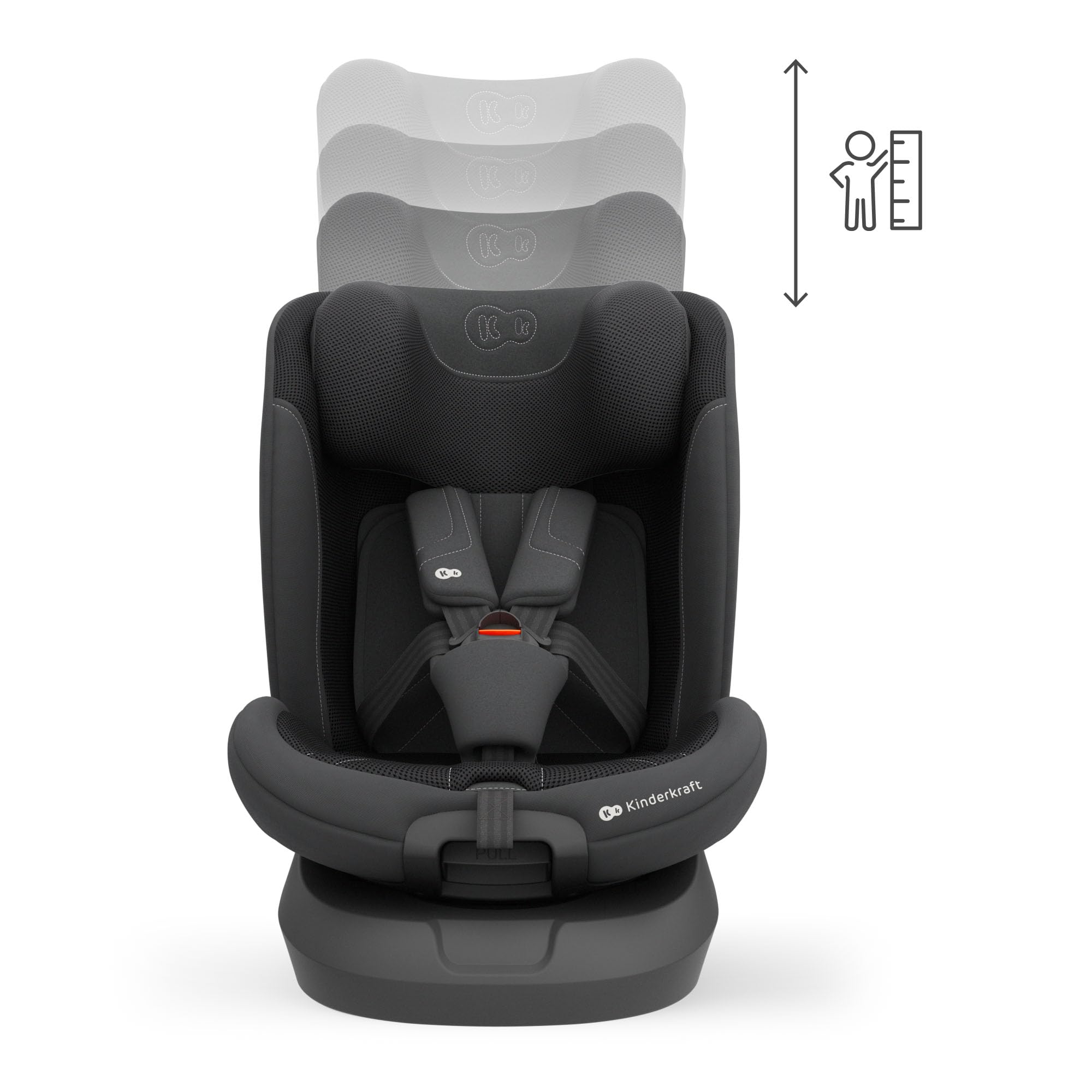Kinderkraft I-GROW 2 PRO Seggiolino auto 0-36 kg, I-SIZE 40-150 cm, Seggiolino 360 girevole, con Isofix Base, Reclinabile Posizione sdraiata, Poggiatesta regolabile, Gruppo 0 1 2 3, Nero