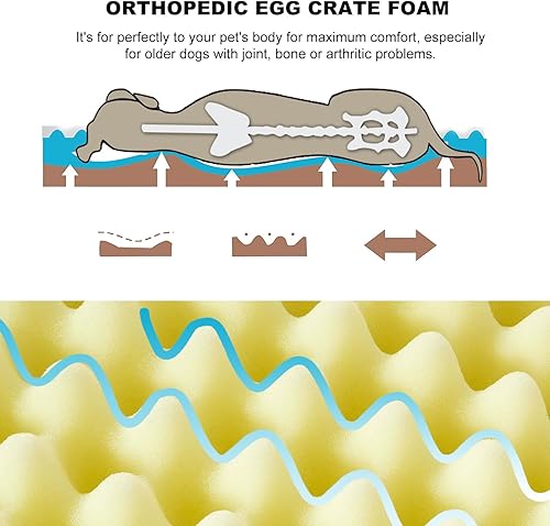 Miniatura 3 de JOYELF Tapetes de cama extragrande para perros, cama ortopédica para perros, alfombrilla de espuma para huevos con funda extraíble, un juguete