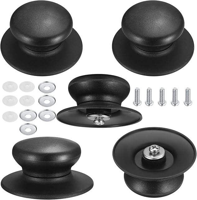 5 PCS Universal Pot Lid Knobs Kitchen Cookware Knob, Saucepan Lid Knobs Heat Resistant Pot Lid Lifting Handle Replacement Parts Set with Screws