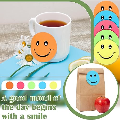 Miniatura 5 de 10 paquetes de notas adhesivas coloridas de sonrisa, 300 hojas (5 colores, 30 hojas cada uno), divertidas notas adhesivas para oficina, hogar,