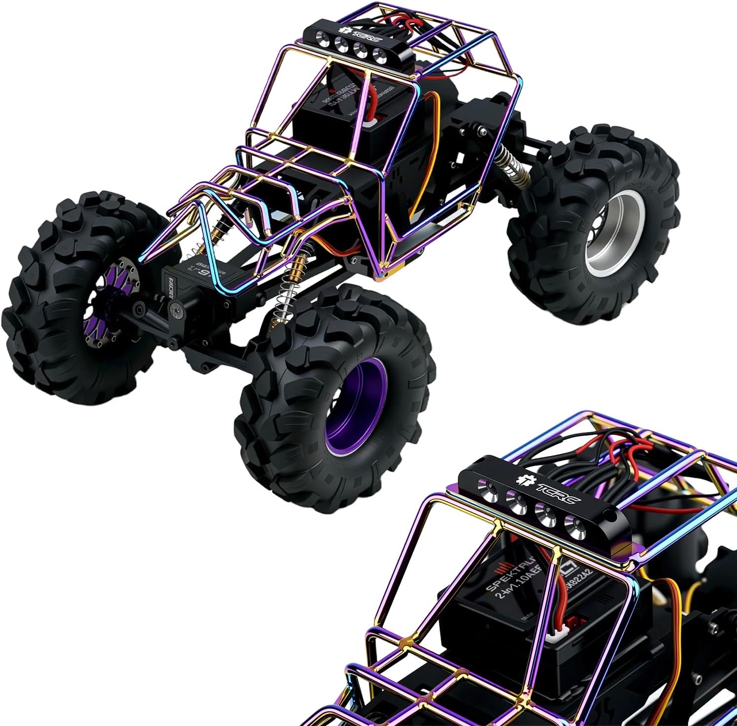 Multicolored Metal Roll Cage Body Shell with Aluminum LED Lamp Holder for Axial AX24 XC-1 1/24 RC Crawler Car Upgrade Parts