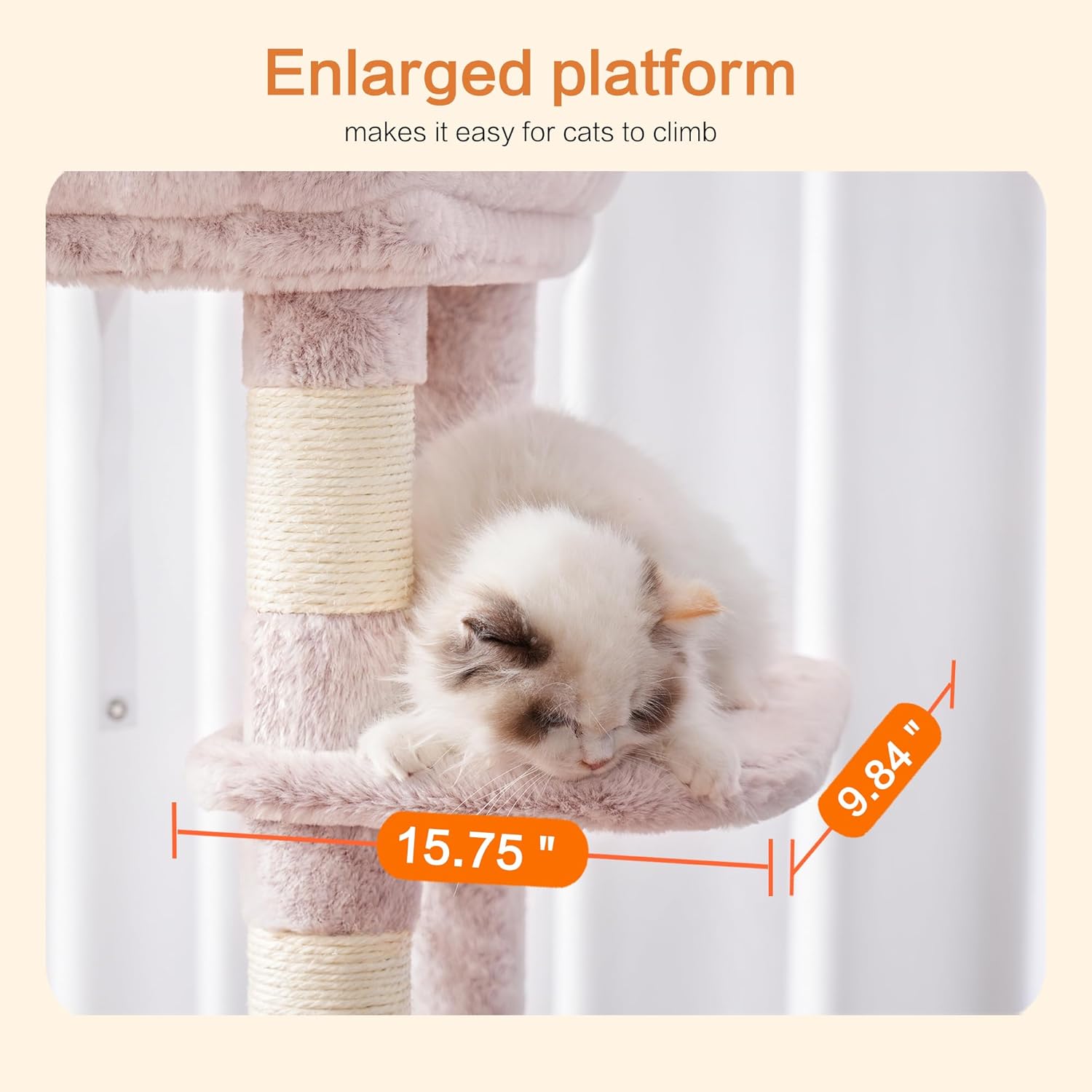 Heybly Cat Tree for Large Cats 20lbs Heavy Duty,60 inches XXL Cat Tower for Indoor Cats, Multi-Level Furniture Condo with Big Padded Plush Perch, Cozy Basket, Muchroom HCT050MU