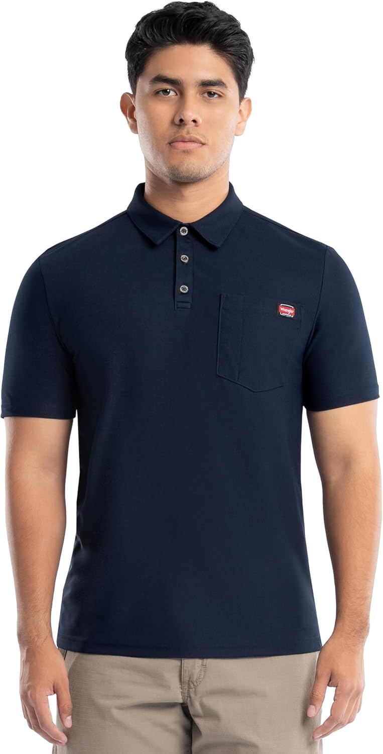 Wrangler Mens Short Sleeve Performance Workwear Polo