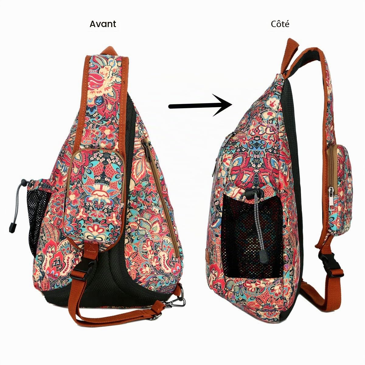 BAOSHA Sac à dos Sling - Sac à bandoulière, poitrine, épaule, pour voyage, randonnée pour femmes XB-04, L, Unique
