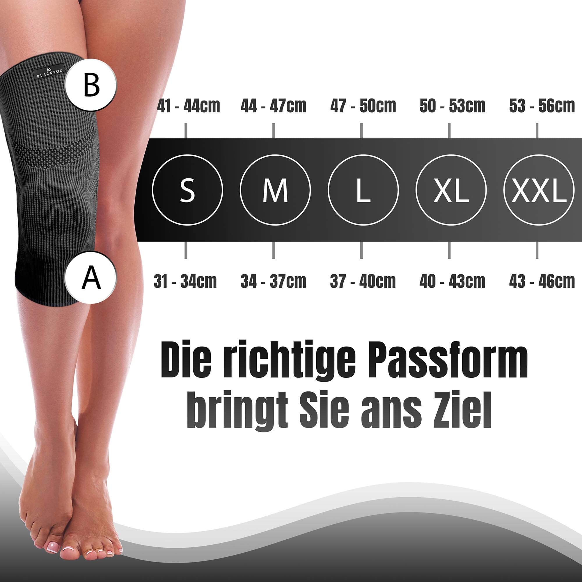 BLACKROX TUYANIM Genouillère Sport Force Femme Homme Anneau en Silicone Léger Rembourrage Gel Patella Ressort Stabilisateurs Volleyball Football Course Genouillères Compression Hommes Femmes (XL)