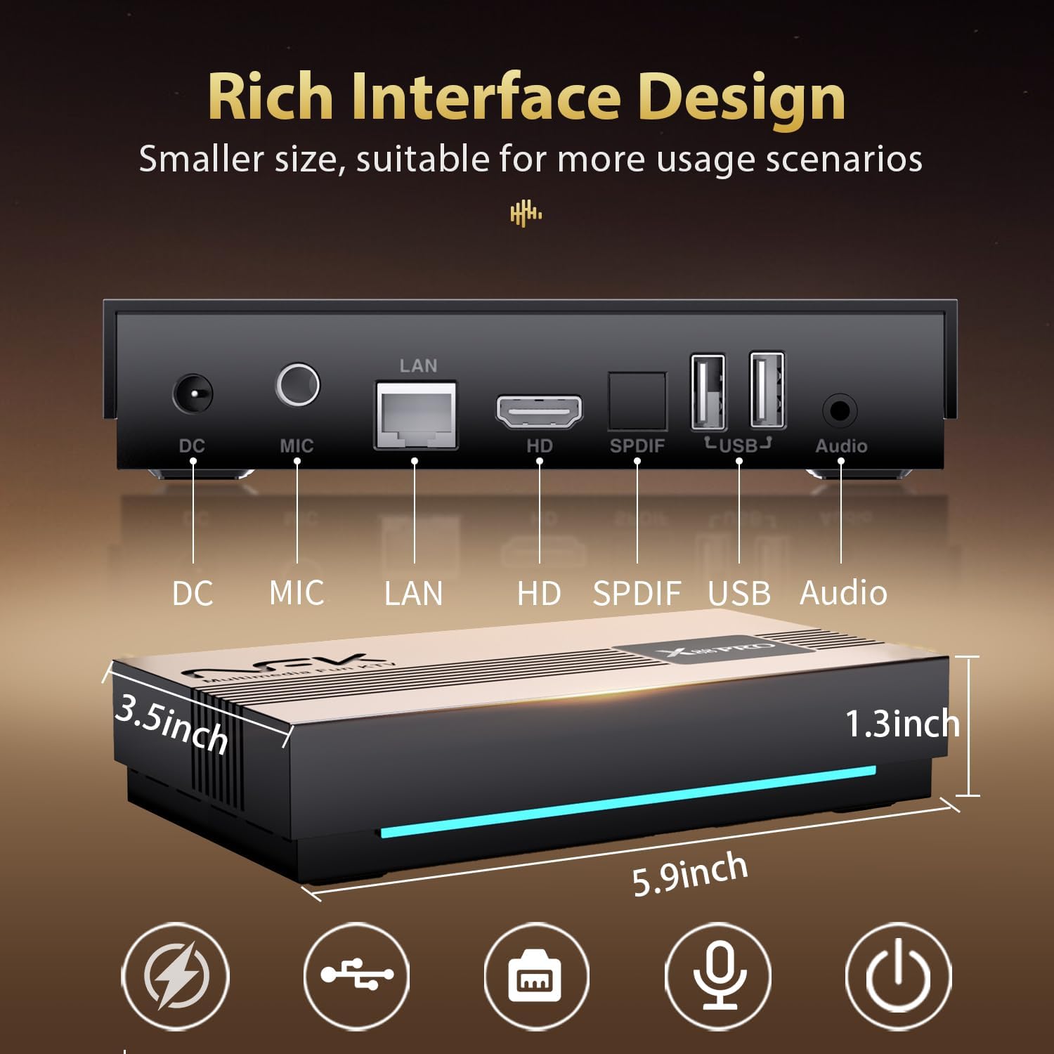 GREVA KTV Box Android 13.0, Smart TV Box Android 13.0 8K RK3528 Chipset Support WiFi6 BT5.0 Ethernet LAN HDR10 3D HD Smart Streaming Media Player, Karaoke Mic System Without Microphone & Receiver