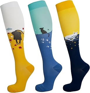 WnicdviR Compression Socks Women & Men Flight Socks 3 Pairs 20-30 mmHg Running Compression Stockings Medical Circulation Support for Nurse, Pregnancy, Sports