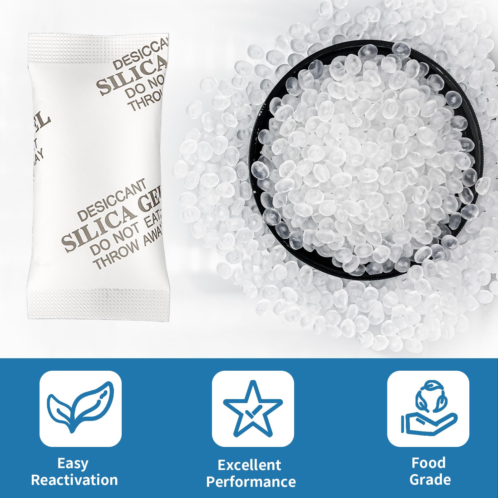 MakMeFre 100grammes(10paquets) Absorbeurs d'humidité de qualité alimentaire Silica Gel Packs Desiccant pour le stockage