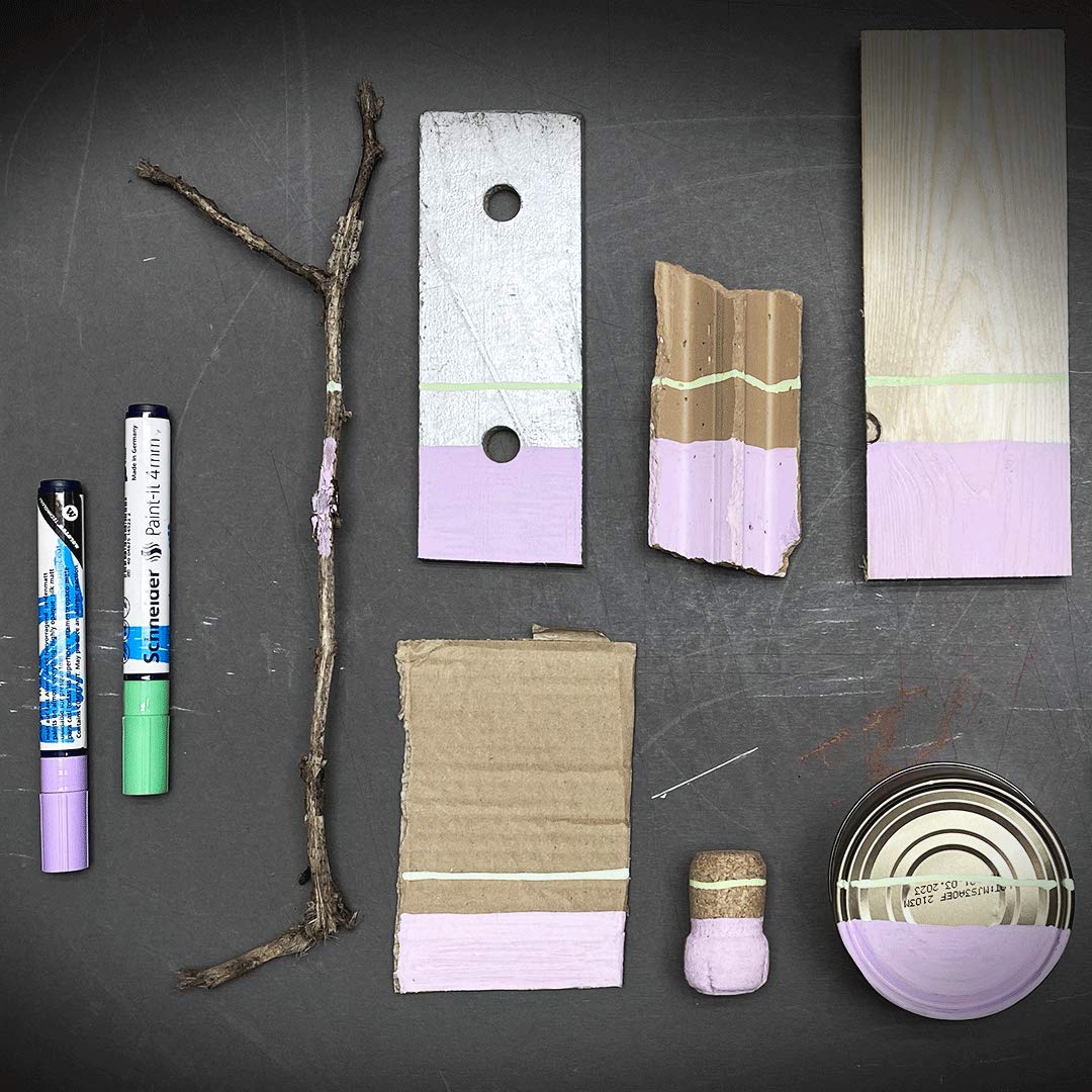 Schneider Paint-It Matite Acriliche 5 Pezzi Verde, Punta 2 Mm, Alta Coprenza Per Legno E Tela - 3