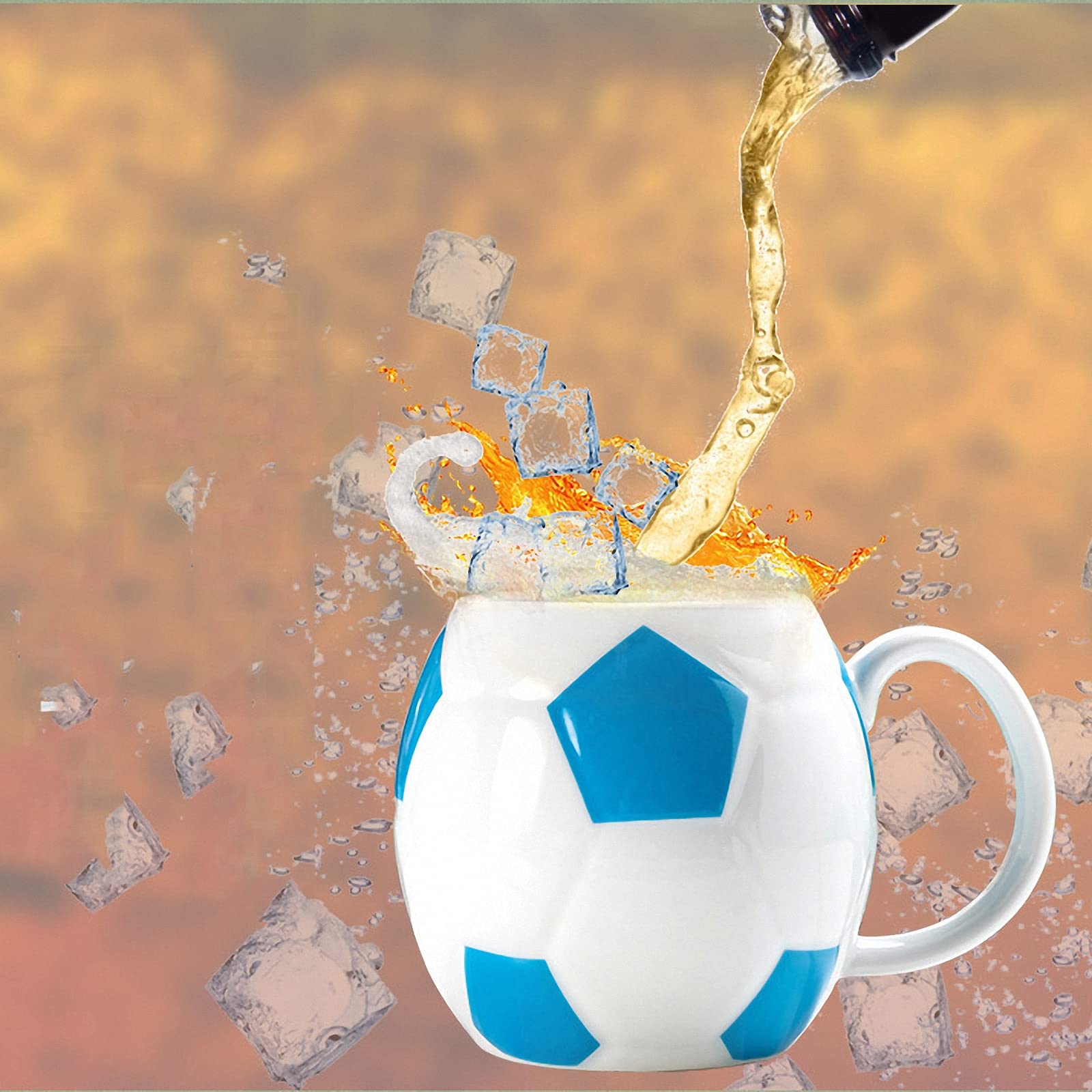 Tazza Acqua da Calcio in Ceramica con Manico, Tazza di Birra Personalizzata per Tifosi di Calcio, Tazza per Bevande da Ufficio/casa, Regalo per Amici, Famiglia e Bambini