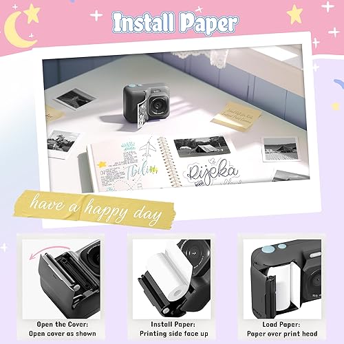 Miniatura 8 de Cámara para niños, cámara de impresión digital instantánea 1080P para niños, regalos de cumpleaños de Navidad para niñas de 4, 5, 6, 7, 8, 9, 10