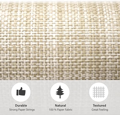 Miniatura 6 de Ansehan Wallcovering W1302 Oxford Collection 36 pulgadas de ancho x 8 yardas de largo, tejido de papel natural, textura moderna, para sala de estar,