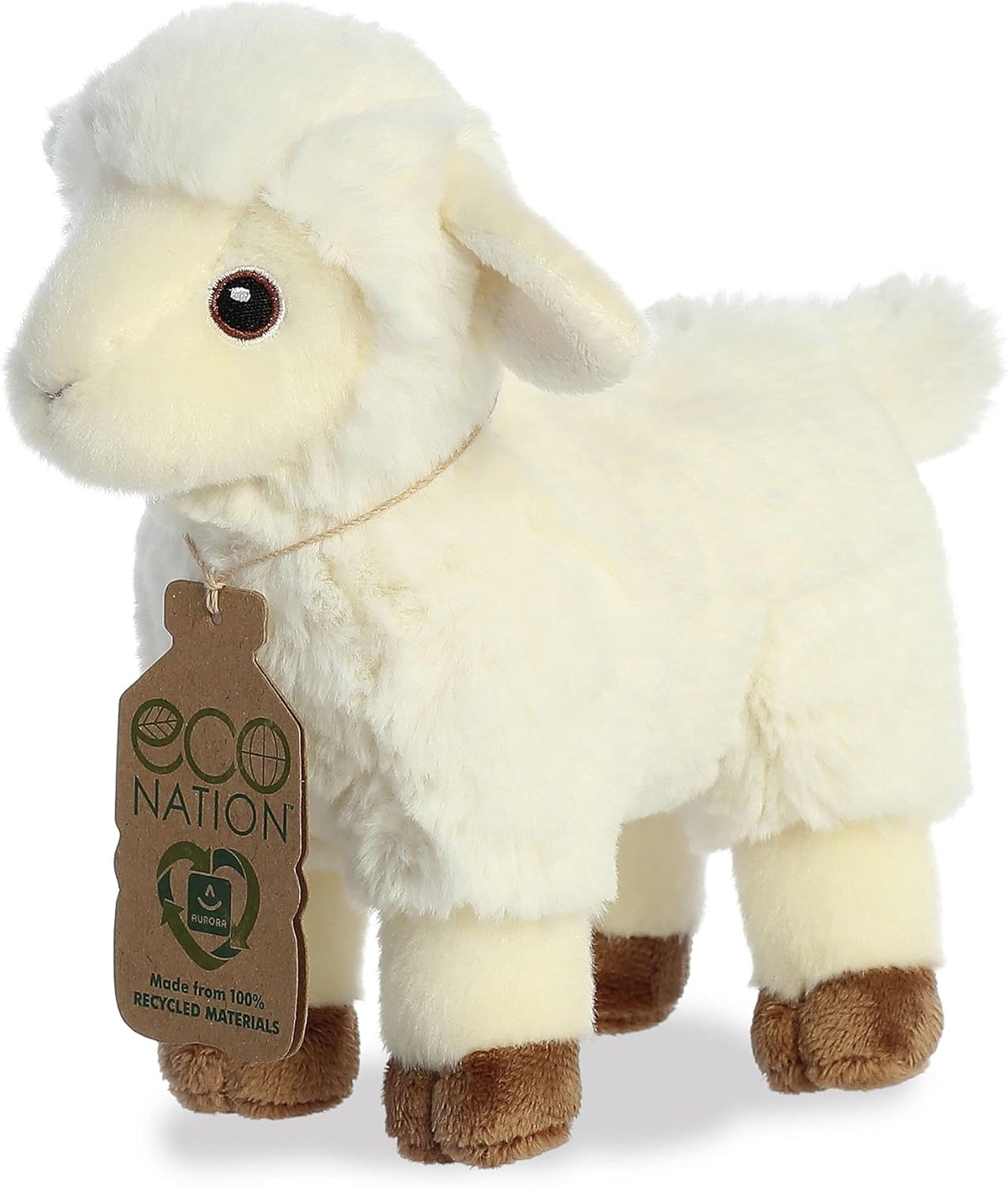 Aurora® Responsibly Made Eco Nation™ Lamb Stuffed Animal - Ideal for Playtime Adventures - Perfect for Birthdays or Just Because - White 8 Inches