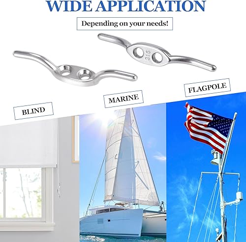 Miniatura 4 de Paquete de 4 tacos de muelle de barco 2-1/2 con 8 tornillos de montaje, cuerda marina de acero inoxidable 316 resistente, gancho para postes de