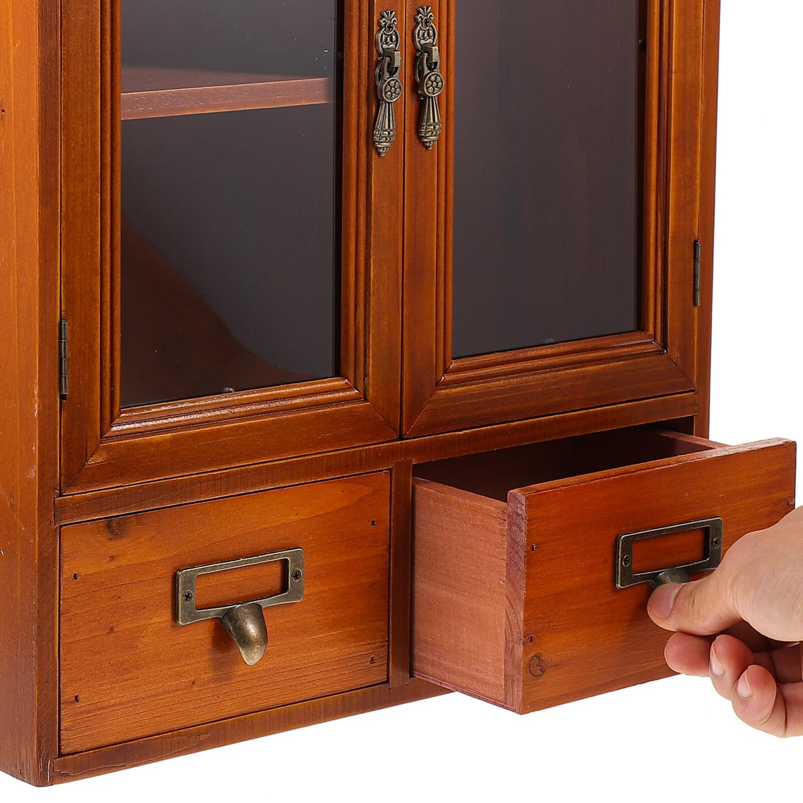 Rustikaler Holzvitrine mit Wandaufbewahrung Badezimmer Medizinschrank Hängeschrank Speisekammer Lagerung Schweberegal für Küche oder Wohnzimmer