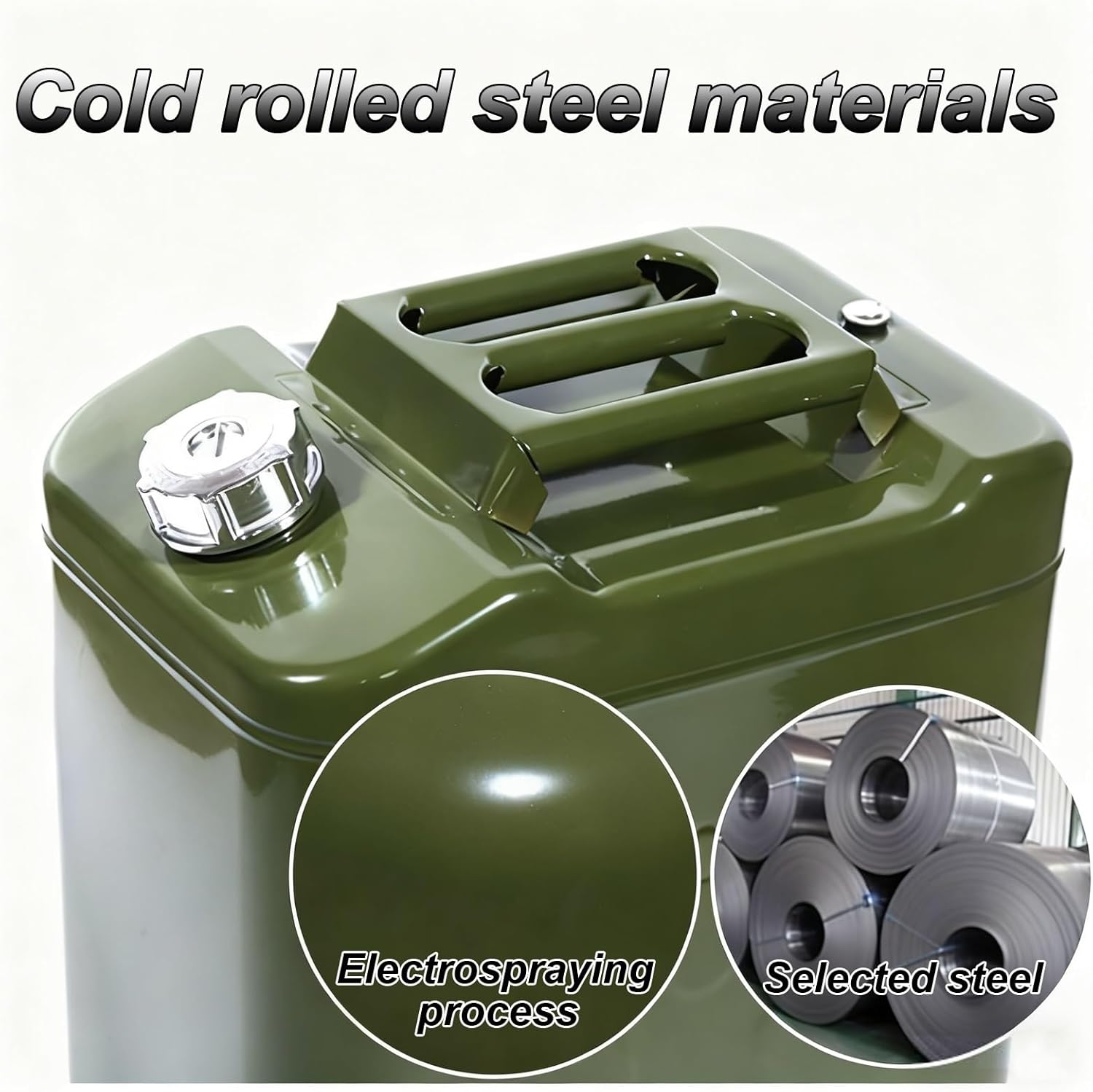 Metal Gas Tank with Flexible Spout,Gasoline Container Can for Self-driving Tours Equipment,Travel and Camping(10L)