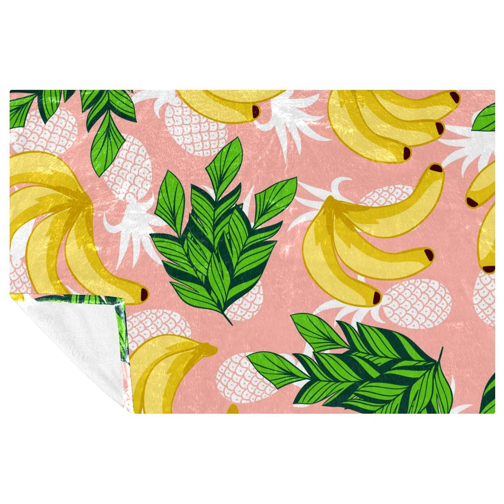 Couverture douce ananas rose 150x100 cm pour lit et canapé