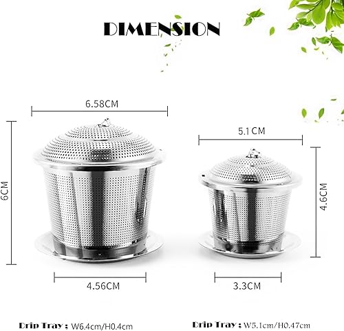 Miniatura 2 de Infusor de té de hojas sueltas (juego de 2) con cuchara de té y drenaje de goteo, colador de acero inoxidable ultrafino y más empinado para una
