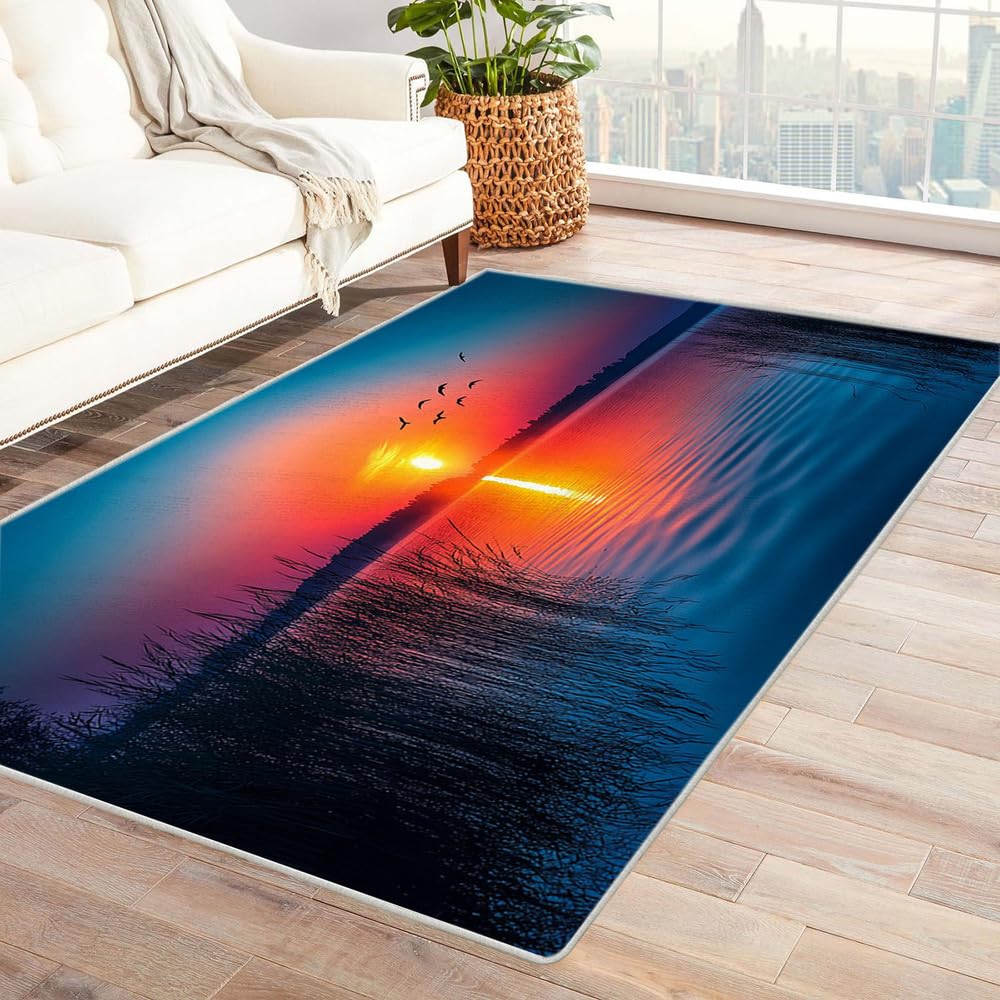 Tapis de chambre enfant antidérapant contre les glissades motif 3D bleu