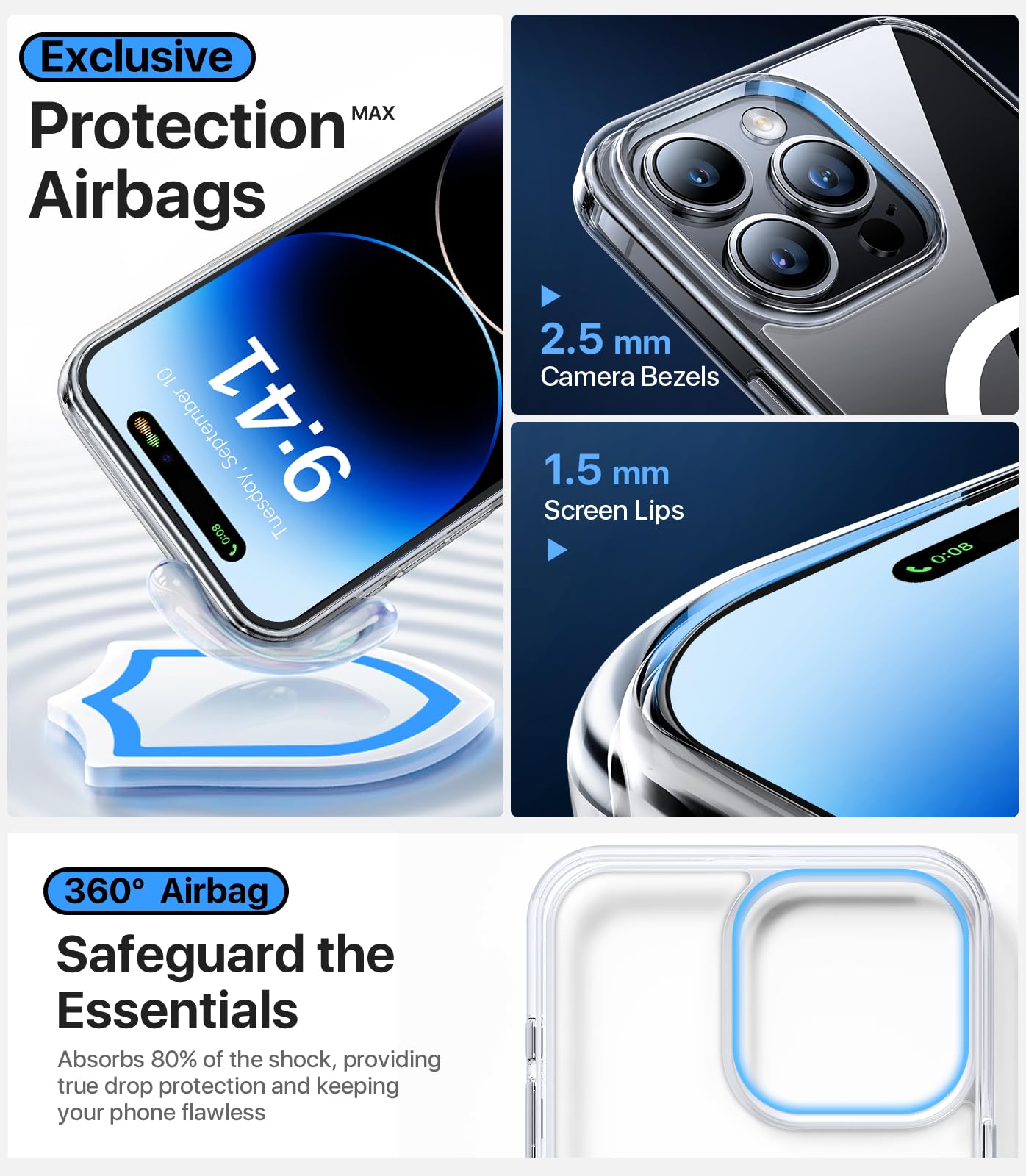 Amazon.co.jp: Aulofe 強力磁気クリア iPhone 15 Pro用ケース、[決して