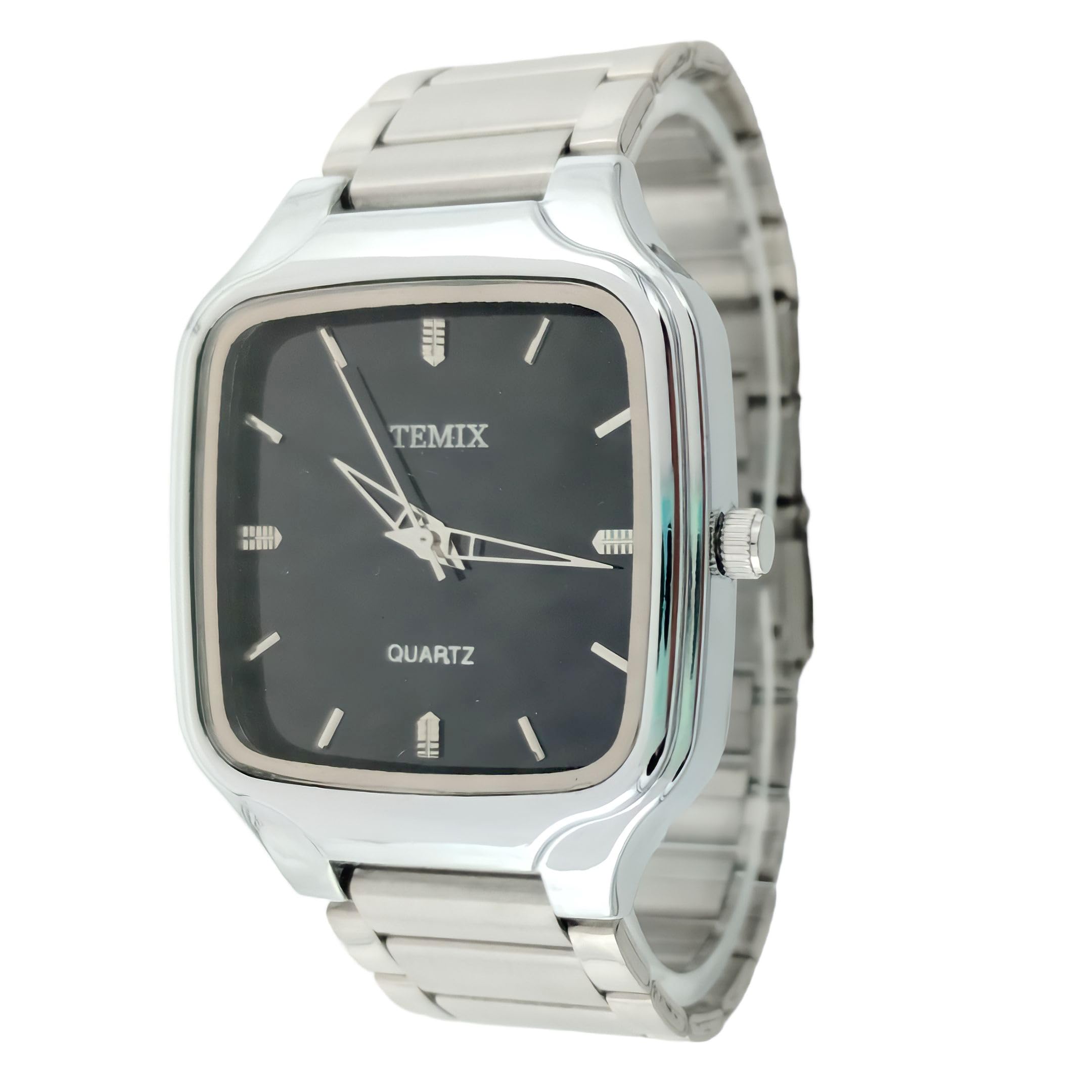 TEMIX Black Square Dial Stainless Steel Quartz Watch for Men and Boys S71000B (B0CF617L13) Amazon Price History, Amazon Price Tracker