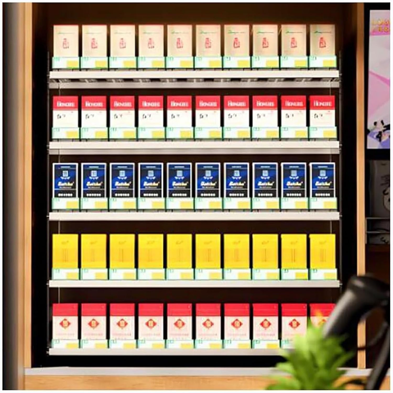 Store Display Shelves, Rectangular Cigarette Case Holder, Automatic Cigarette Pusher, Cigarette Display Holder, Wall Mounted Cigarette Rack，Acrylic Rectangular Cigarette Case Holder (Size : 3-32.5x29