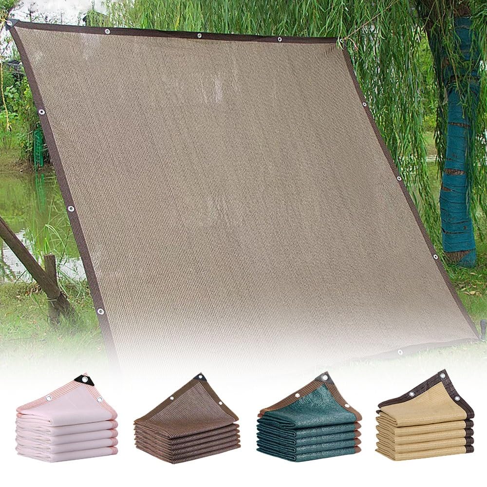 GJZQDKX Breathable UV-Resistant Shade Cloth for Plants, Garden Shade Netting with Eyelets, Perfect for Greenhouses & Barns (Brown, 5.0 x 7.0 M)