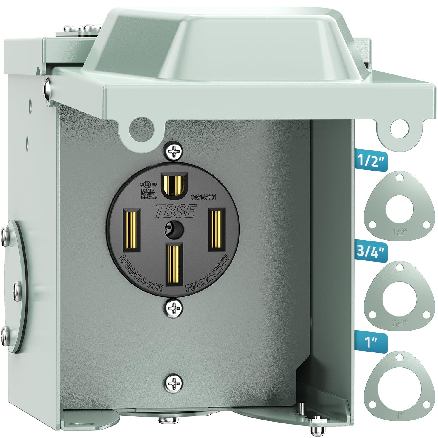 PAULINN Nema 14-50R Outlet Box, 50 Amp 125V/250V RV Power Outdoor