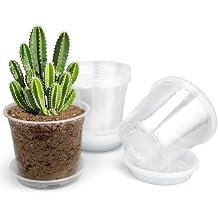 20 Pack 4 Inch Clear Nursery Pots with Drainage and Saucer, Clear Plastic Planter Pots for Plants, Flexible Seed Starting Pots for Succulents, Small Herbs, Annual Flowers 4 Inch