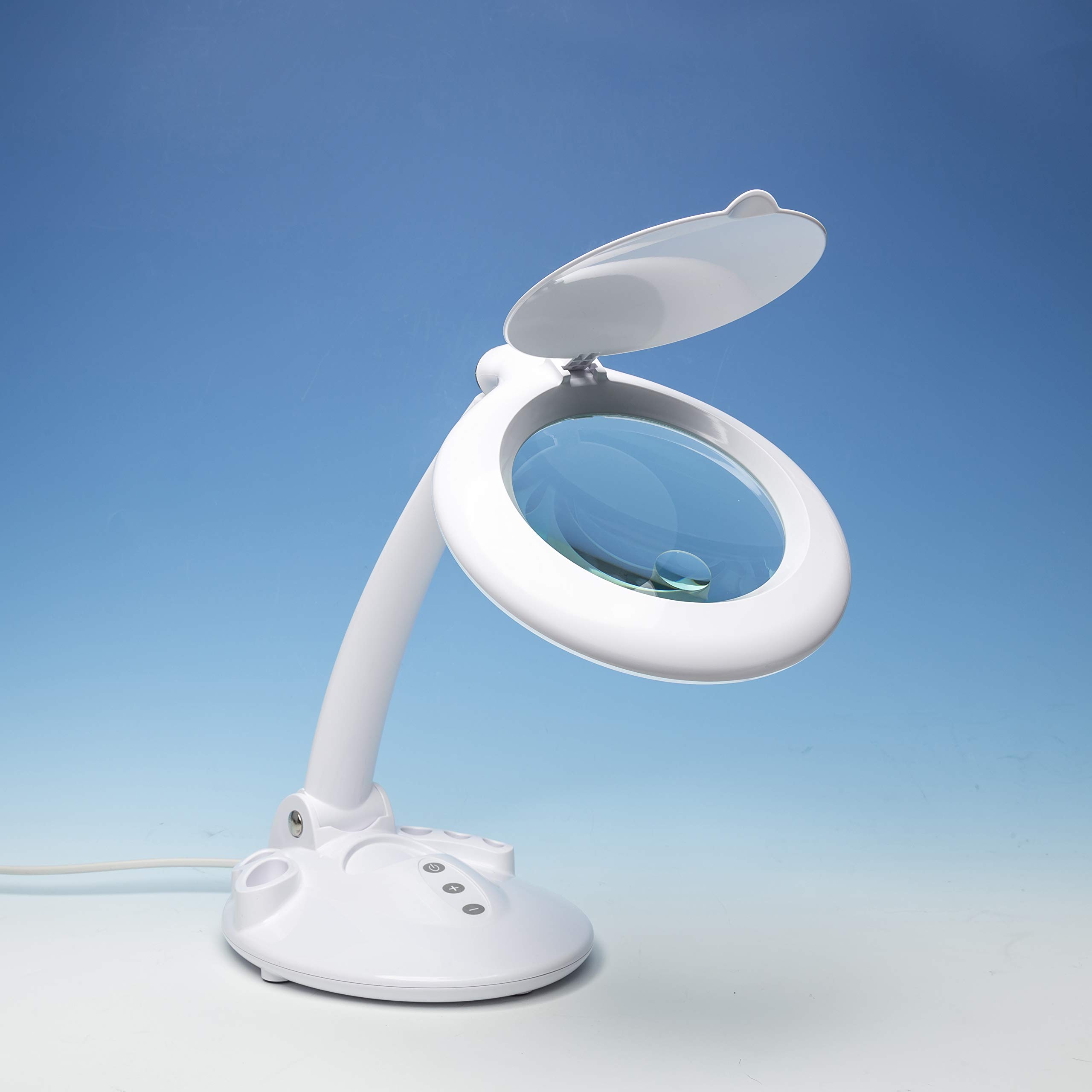 Lightcraft Lampa stołowa LED z lupą z podstawą organizera
