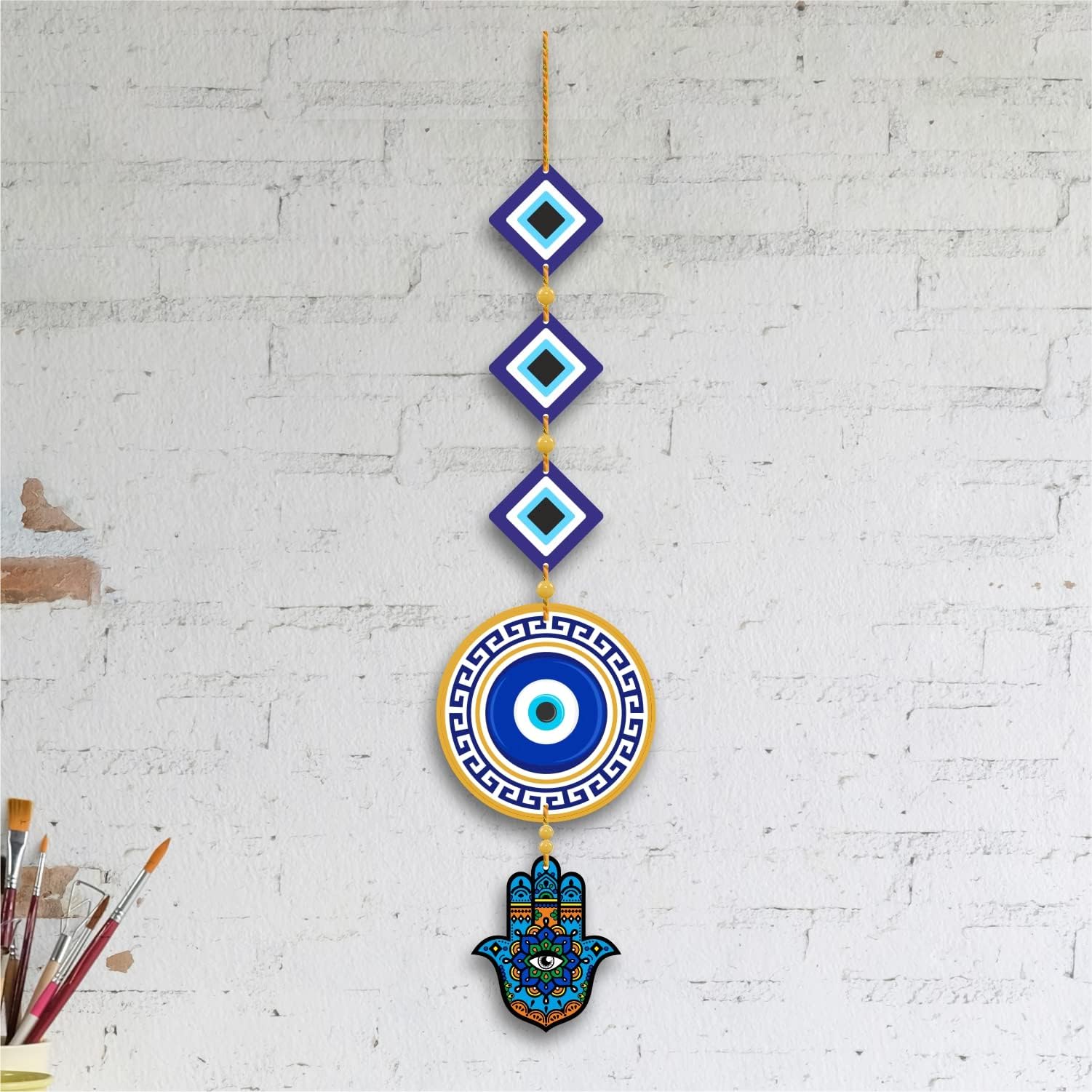 Nupur Studios“Evil Eye” Hanging for House/Positive Vibes/Hamsa Hand/House Door Entrance/Offices/Decoration/Good Luck Charm/Prosperity/Peace Charm