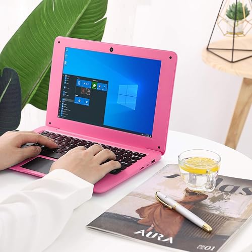 Miniatura 3 de Computadora portátil con Windows 10 Mini 10 pulgadas, 32 GB, ultrafino y ligero, Netbook Intel Quad Core CPU PC HDMI WiFi USB Netflix YouTube (rosa)