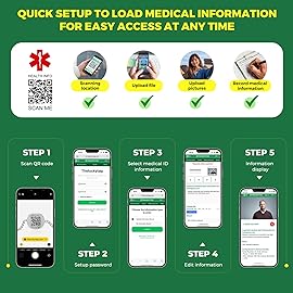 Theluckytag Upgraded Medical Bracelets Men Women with QR Code Medical Alert ID Bracelets - Titanium Steel Wristband Fits Wrists Up 8\'\'-10\'\' - More Space Custom Emergency Med ID Info